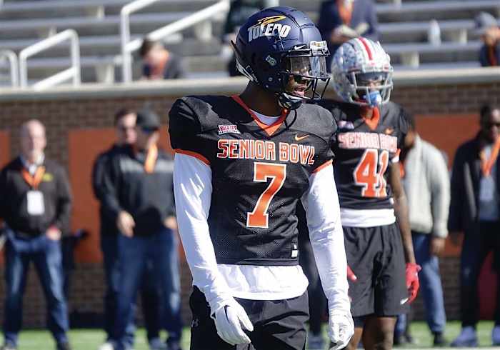 Toledo’s Quinyon Mitchell on Day 1 of 2024 Senior Bowl practices
